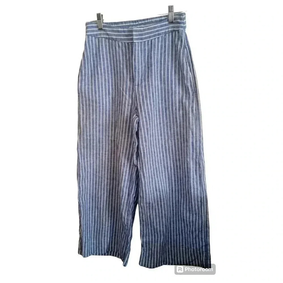 LC Lauren Conrad Pants - Lauren Conrad Linen Blend Wide Leg Pants Blue White Striped Size 2